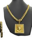 Corrente Friso S 8mm + Pulseira + Pingente - Banhado a Ouro
