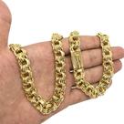 Corrente Friso Triplo 12mm Luxo Banhado a Ouro 18k