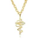 Corrente Grossa de Ouro 18k com Pingente Cruz e Serpente Banhado