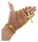 Corrente Grumet 10mm + Pulseira + Pingente - Banhado a Ouro
