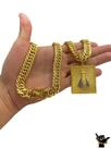 Corrente Grumet 13mm + Pingente NossaSra -Banhado a Ouro 18k