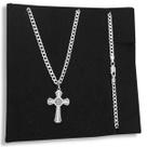 Corrente Grumet 3mm com Pingente Crucifixo São Bento Prata 925 Legítima Maciça Italiana Original Escamada 60cm 70cm