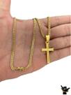 Corrente Grumet 3mm + Pingente Cruz - Banhado a Ouro 18k