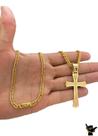 Corrente Grumet 5mm + Pingente Cruz - Banhado a Ouro 18k
