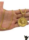 Corrente Grumet 5mm + Pingente Rosto Cristo - Banhado a Ouro