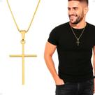 Corrente Grumet Banhada Masculina Aço Inox + Pingente Cruz qualidade premium presente original catolico estiloso dourado