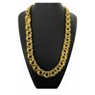 Corrente Luxo 18mm Friso Triplo Banhado A Ouro elos soldados