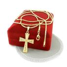 Corrente Masculina 70cm 1.5mm Cruz 30mm Folheado Ouro Cr723