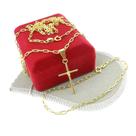 Corrente Masculina 70cm 2mm Cruz e Pulseira Folheado Ouro 18k CR773