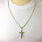 Corrente Masculina cadeado longa 80cm 4mm com pingente cruz banhada a ouro 18k