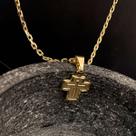 Corrente Masculina Cruz Larga Banho Ouro18k Elo Cadeado 70cm