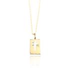 Corrente Masculina De Ouro 18K 60cm Cordão Piastrine Com Placa Cruz