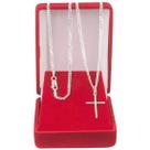 Corrente Masculina Grumet 60cm Pingente Crucifixo Prata 925