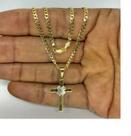 Corrente Masculina GRUMET CURTA 70CM 2MM COM PINGENTE CRUZ BANHADA A OURO 18K