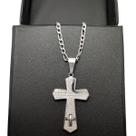 corrente masculina prateada crucifixo 3x1 inox cruz c1