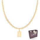 Corrente Masculina Rommanel 530614 Diamantada Com Pingente Cruz 540104 Banhados Ouro 18k