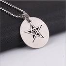 Corrente Medalha para Altar ou Uso Hexagrama Unicursal Prateada