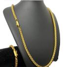 Corrente Peruano 8mm + Pulseira - Banhado a Ouro 18k