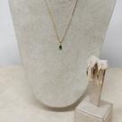 Corrente Piastrine Ouro Amarelo 18k+ Pingente Gota Transparente+ Brinco Oval Alongado.