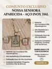 Corrente Pingente Brincos Conjunto Nossa Senhora Aparecida Aço Inox 316l
