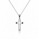 Corrente Pingente Cruz Masculina - 60 cm Em Aço Inox