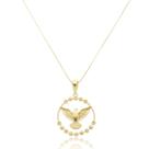Corrente Pingente Divino Espírito Santo Volta Trabalhada Ouro Amarelo 18kl