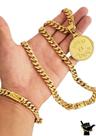Corrente Pitbull 10mm + Pulseira + Pingente - Banhado a Ouro