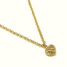 Corrente Portuguesa de Ouro 18k 40cm com Pingente Coração Trabalhado Colar Cordão Gargantilha Feminina