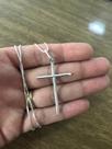 Corrente Prata Maciça 70cm Crucifixo 4 X 2 Cm Prata 925