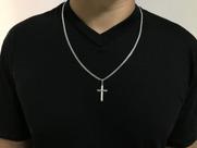 Corrente Prata Maciça 925 Grumet 60cm 3 Mm Ping. Cruz