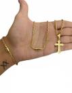 Corrente Pulseira Pingente 2mm Cadeado Banhado A Ouro 18k