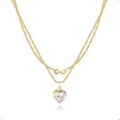 Corrente Singapura Ouro 18k 750 45cm + Pingente Coração 3 cores