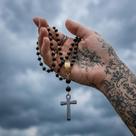 Corrente Terço Rosário Beckham Crucifixo Anel Resistente