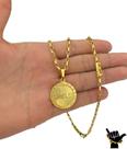 Corrente Tijolinho 3mm + Pingente Jesus - Banhado a Ouro 18k