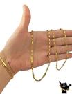 Corrente Tijolinho 3mm + Pulseira + Pingente -Banhado a Ouro