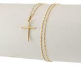Corrente Tijolinho 50 Cm E Cruz Média Ouro 18k 750 Amarelo Amarelo