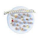 Correntes De Pérolas Em Forma De Coração Vermelho Com Laços De Strass Dourados E Fivelas De Estrela