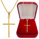 Correntinha Feminina com Pingente Cruz Palito Banhado A Ouro 18k + Garantia e Caixinha Porta Joia