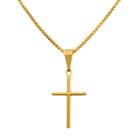 Correntinha Feminina Pingente Cruz Palito Banhada A Ouro 18k Correntinha Feminina Pingente Cruz Palito Banhada A Ouro 18k