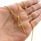 Correntinha Masculina Veneziana 70cm Pingente Crucifixo Fininho Banhado Ouro24k