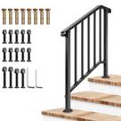 Corrimão VIVOSUN 102x91 cm, 3 etapas, ferro preto, ferro ao ar livre