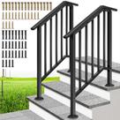 Corrimãos VIVOHOME 2 Unidades Aço Galvanizado Preto 69 cm Corrimãos VIVOHOME 2 Unidades Aço Galvanizado Preto 69 cm