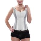 Corselet Corset Corpete Realça Cintura Valoriza Busto Alça e Zíper Frontal Linha Fashion Branco M623