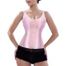 Corselet Corset Corpete Realça Cintura Valoriza Busto Alça e Zíper Frontal Linha Fashion Rosa Claro M633