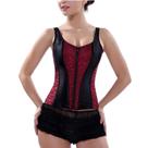 Corselet Corset Corpete Realça Cintura Valoriza Busto Alça e Zíper Frontal Linha Fashion Vermelho Escuro M167