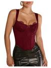 Corset Bustier Tops WDIRARA Lace Bowknot Vintage para mulheres