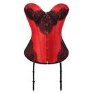Corset Cetim Espartilho Corselet Corpete Vermelho Com Preto