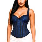 Corset Corselet Floral Bojo Alça Modela Cintura Valoriza Busto Postura Elegante Linha Fashion Azul Escuro M418 Corset Corselet Floral Bojo Alça Modela Cintura Valoriza Busto Postura Elegante Linha Fashion Azul Escuro M418