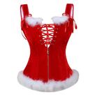 Corset Espartilho Veludo Mamãe Noel Natal Modela Cintura Red
