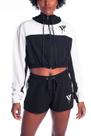 Corta-vento cropped - logo - preto/branco